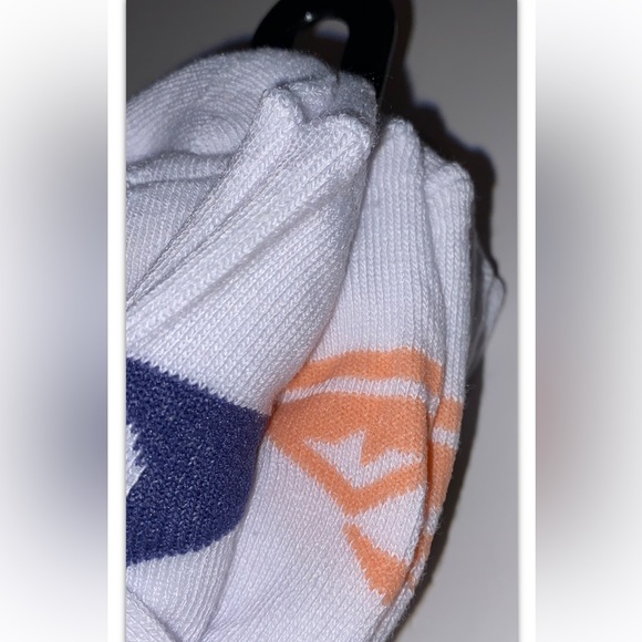 Quicksilver Quarter Socks 5 Pair Men 6-12 White w Multicolor Toe Heel Logo Surf - Picture 6 of 11